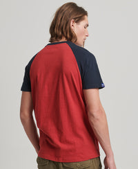 Organic Cotton Raglan T-Shirt - Hike Red Marl/Eclipse Navy - Superdry Singapore