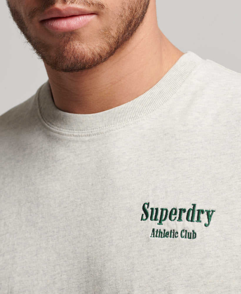 Code Athletic Club Embroidered T-Shirt - Oatmeal Marl - Superdry Singapore