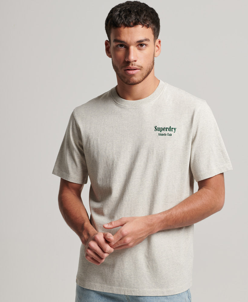 Code Athletic Club Embroidered T-Shirt - Oatmeal Marl - Superdry Singapore