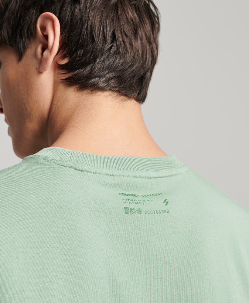 Organic Cotton Stacked Logo T-Shirt - Granite Green - Superdry Singapore