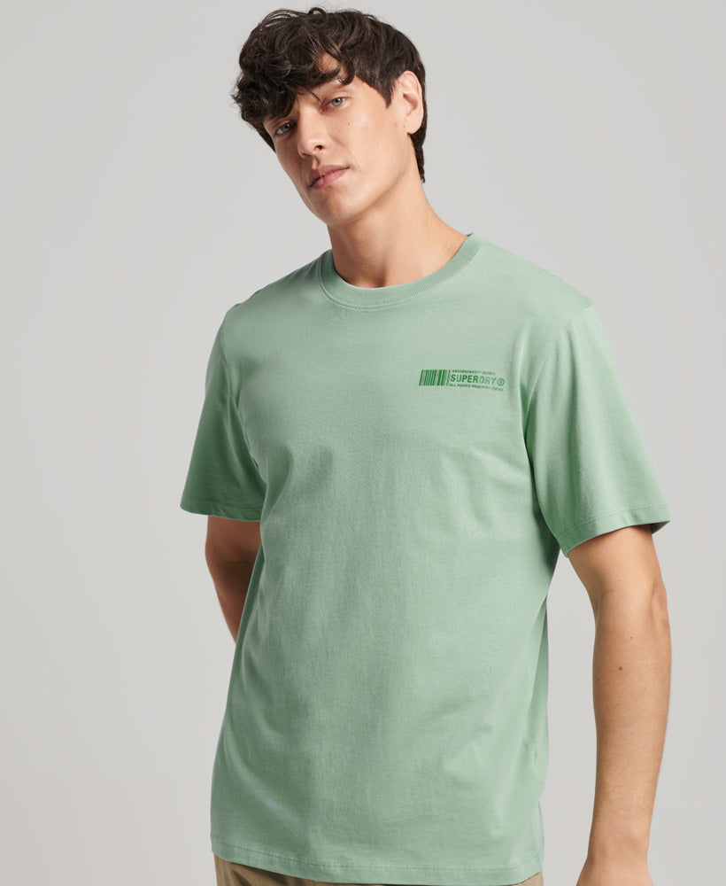 Organic Cotton Stacked Logo T-Shirt - Granite Green - Superdry Singapore
