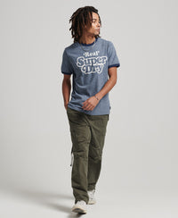 Organic Cotton Vintage Cooper Class Ringer T-Shirt - Frosted Navy Grit/Navy - Superdry Singapore
