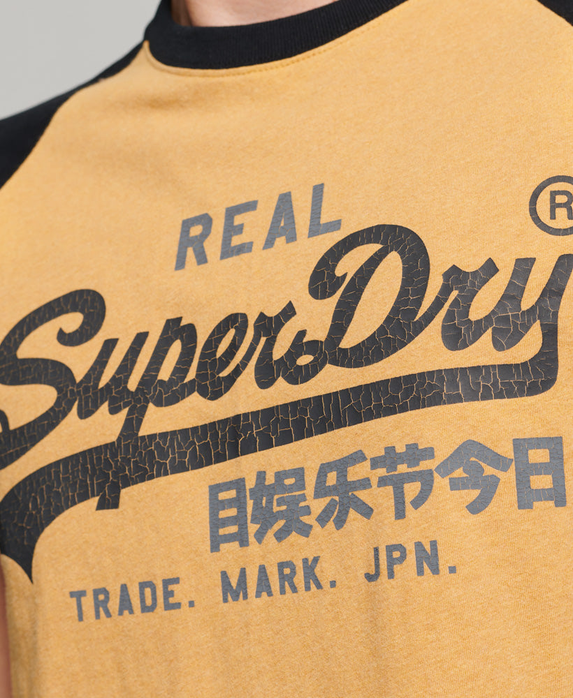 Organic Cotton Vintage Logo Raglan T-Shirt - Ochre Yellow Marl/Black - Superdry Singapore