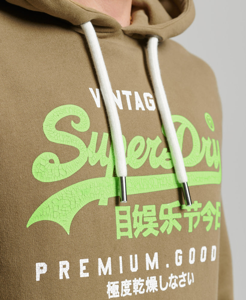 Vintage Logo Premium Overdyed Hoodie - Gothic Olive Green - Superdry Singapore