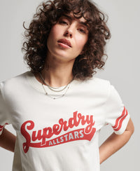 Organic Cotton Vintage Scripted Collegiate T-Shirt - Off White - Superdry Singapore