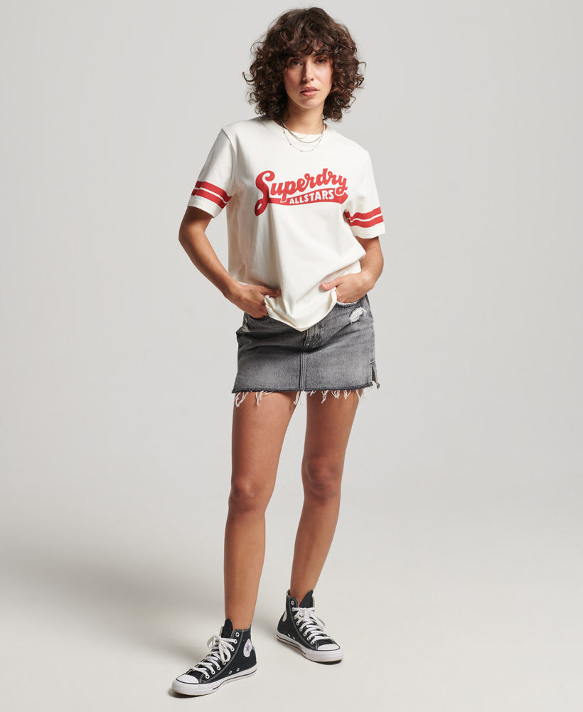 Organic Cotton Vintage Scripted Collegiate T-Shirt - Off White - Superdry Singapore