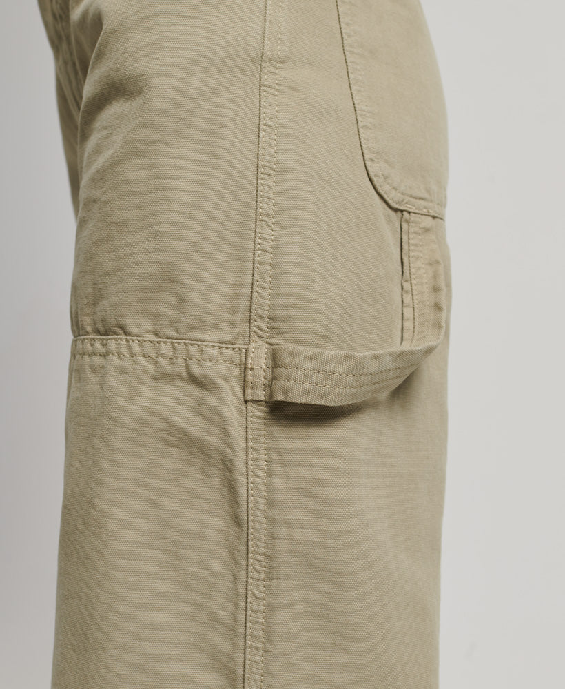Organic Cotton Vintage Wide Carpenter Pants - Soft Sage - Superdry Singapore