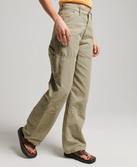 Organic Cotton Vintage Wide Carpenter Pants - Soft Sage - Superdry Singapore