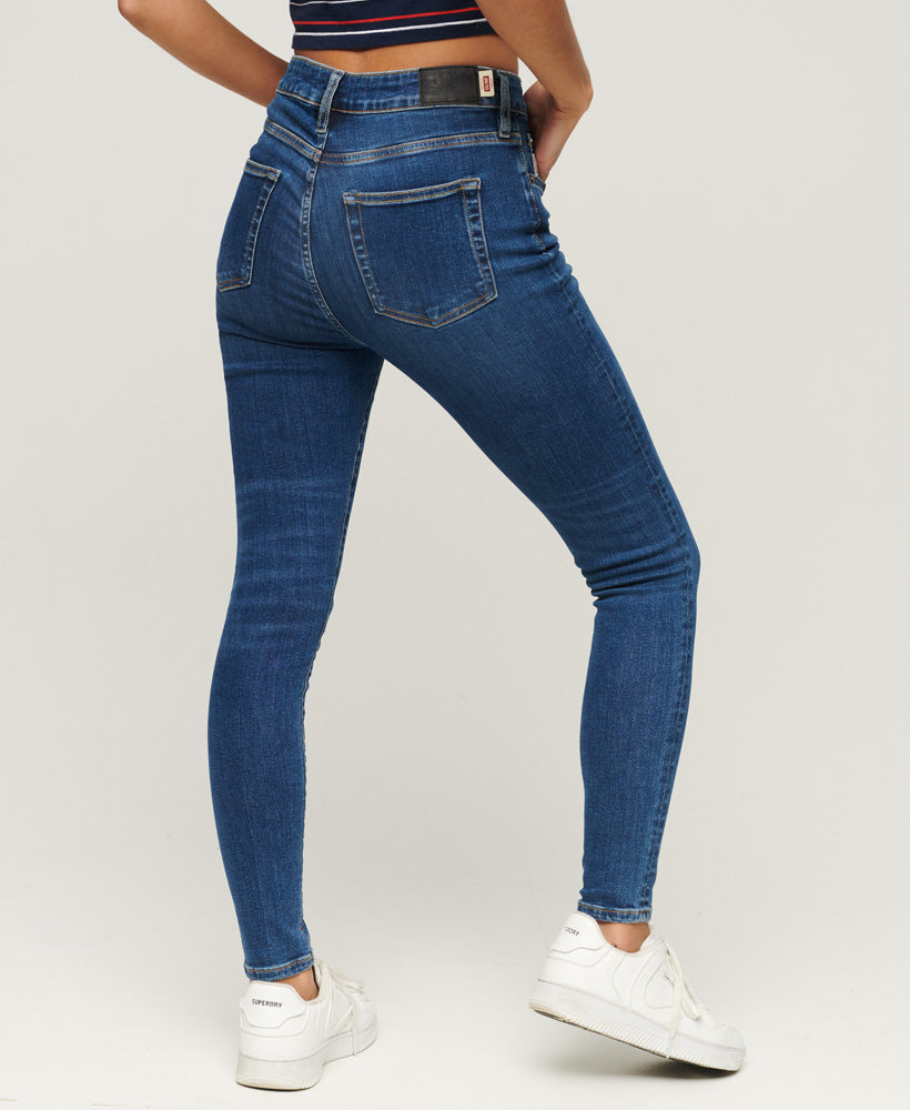 Organic Cotton High Rise Skinny Denim Jeans - Fulton Vintage Blue - Superdry Singapore