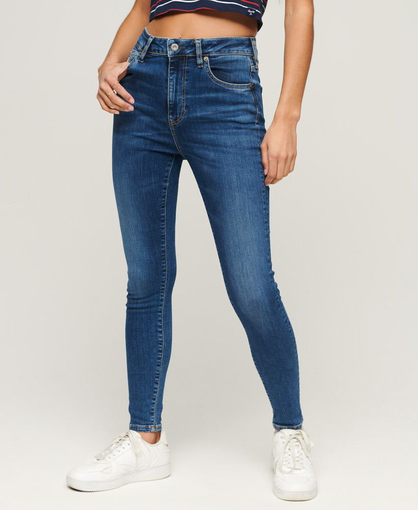 Organic Cotton High Rise Skinny Denim Jeans - Fulton Vintage Blue - Superdry Singapore
