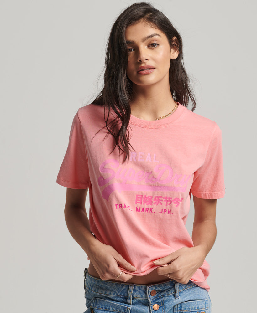 Vintage Logo Overdyed T-Shirt - Peony Pink - Superdry Singapore