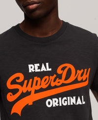 Vintage Logo Real Original Overdyed T-Shirt - Black Slub - Superdry Singapore