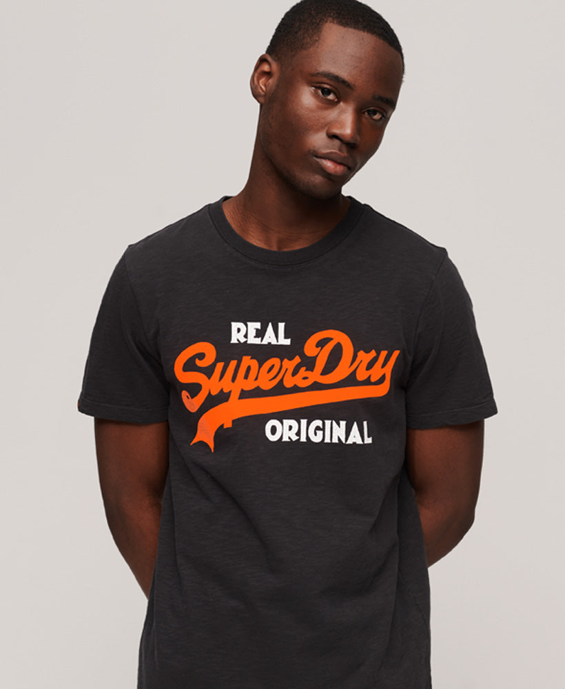 Vintage Logo Real Original Overdyed T-Shirt - Black Slub - Superdry Singapore