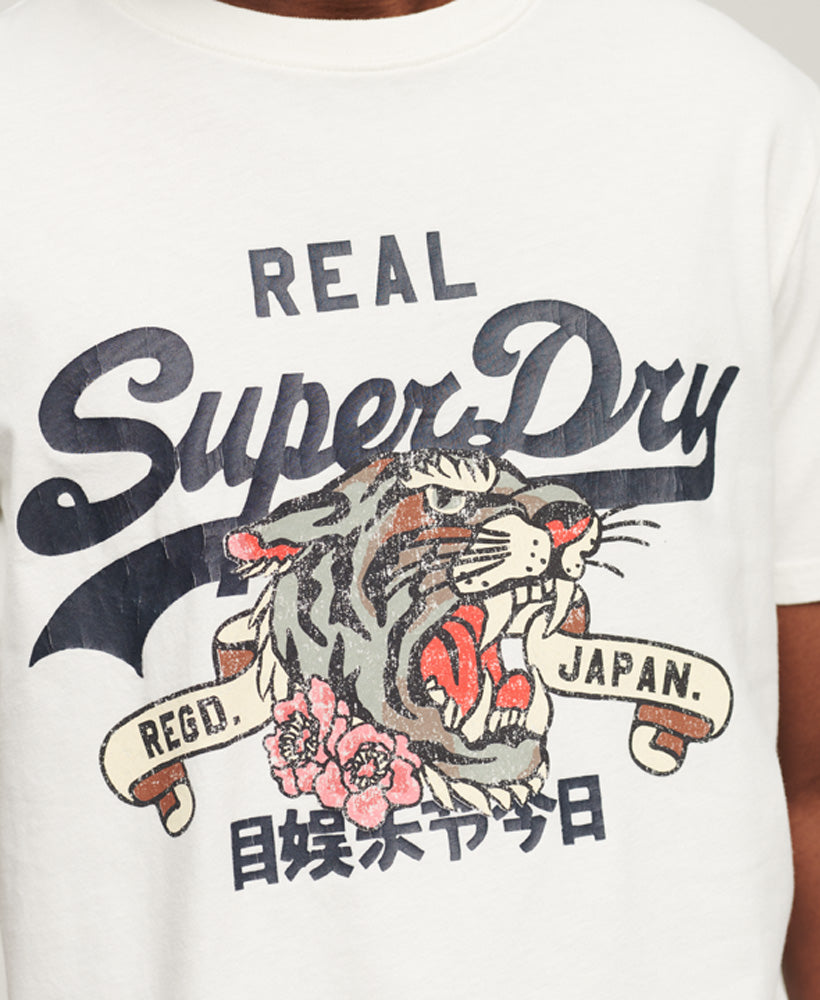 Vintage Logo Narrative T-Shirt - Ecru - Superdry Singapore