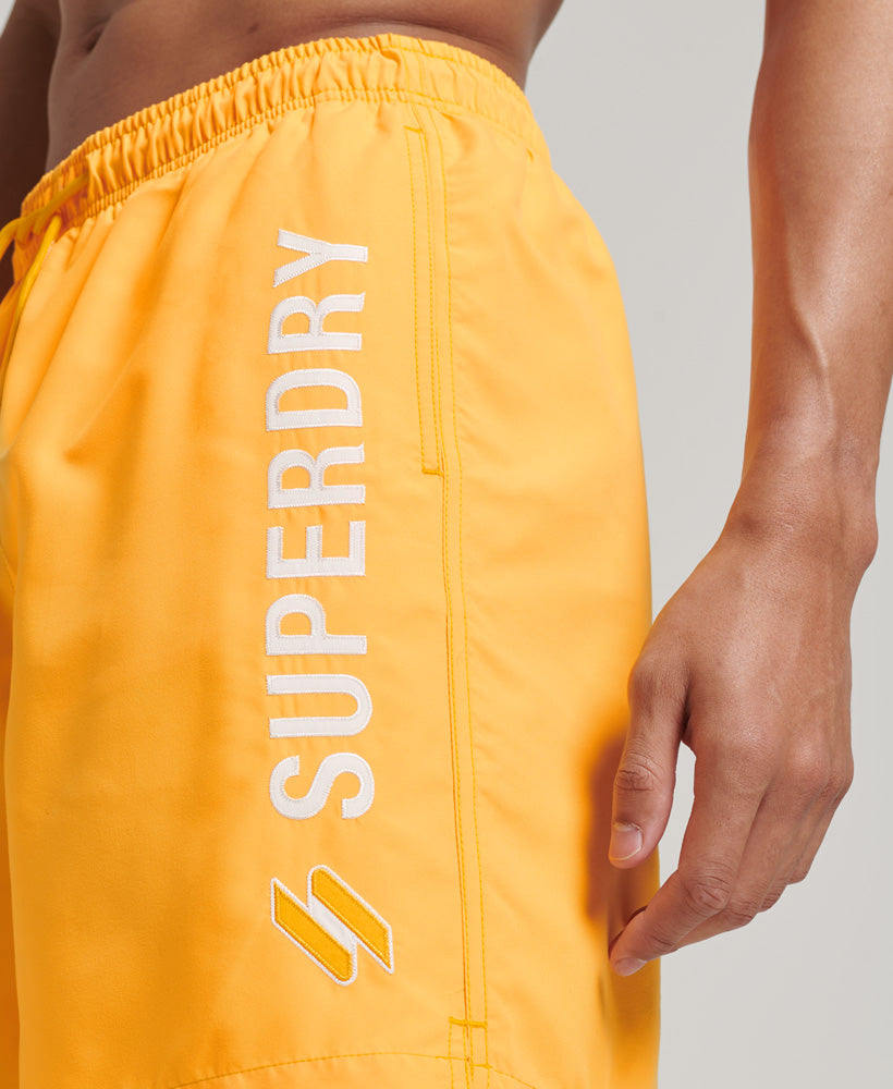 Code Applique 19 inch Recycled Swim Short - Saffron Yellow - Superdry Singapore