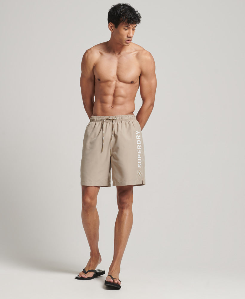 Code Applique 19 inch Recycled Swim Short - Winter Twig Beige - Superdry Singapore