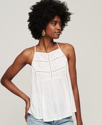Vintage Lace Yoke Cami Top - Off White - Superdry Singapore