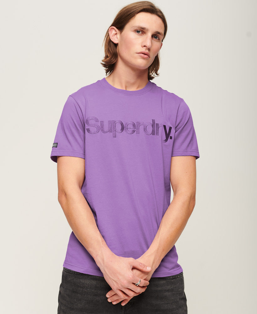 Tonal Embroidered Logo T-Shirt - Electric Purple - Superdry Singapore
