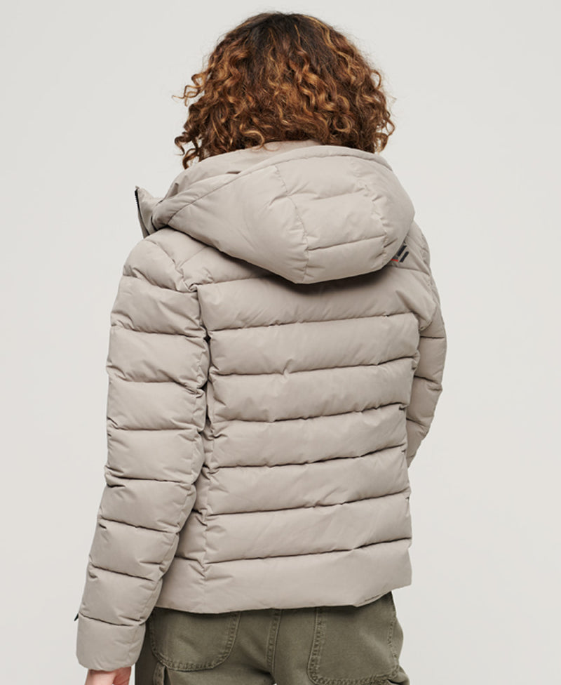 Hooded Microfibre Padded Jacket - Winter Stone Grey - Superdry - Women  Jackets – Superdry Singapore
