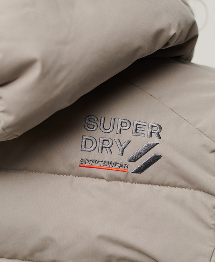 Hooded Microfibre Padded Jacket - Winter Stone Grey - Superdry Singapore