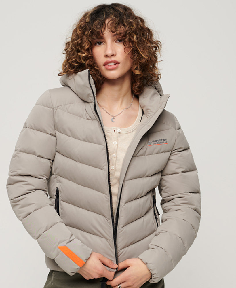 Hooded Microfibre Padded Jacket - Winter Stone Grey - Superdry - Women  Jackets – Superdry Singapore
