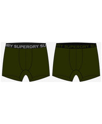 Organic Cotton Boxer Double Pack - Winter Khaki Grit - Superdry Singapore