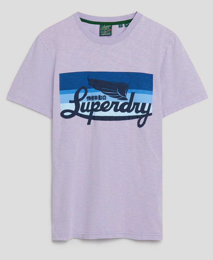 Cali Striped Logo T-Shirt - Light Lavender Purple Slub - Superdry Singapore