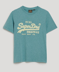 Embroidered Vl Relaxed T Shirt - Blue Grass Marl - Superdry Singapore