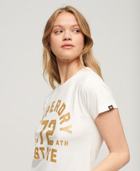 College Scripted Graphic T-Shirt - Cream - Superdry Singapore