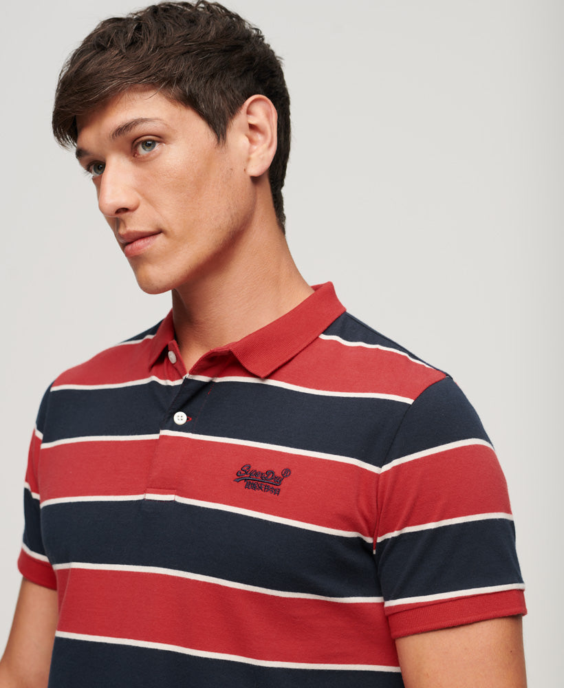 Jersey Stripe Polo Shirt - Navy/Red Stripe - Superdry Singapore