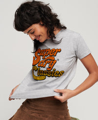 70s Script Metallic Logo T-Shirt - Flake Grey Marl - Superdry Singapore