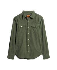 Western Long Sleeve Cord Shirt - Thyme Green - Superdry Singapore