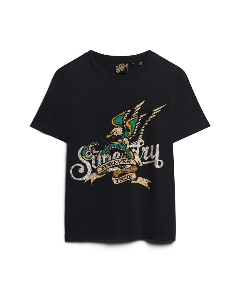 Tattoo Script Graphic T-Shirt - Jet Black - Superdry Singapore