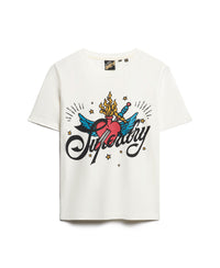 Tattoo Script Graphic T-Shirt - Ecru - Superdry Singapore