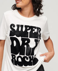 70s Retro Rock Logo T-Shirt - Ecru - Superdry Singapore