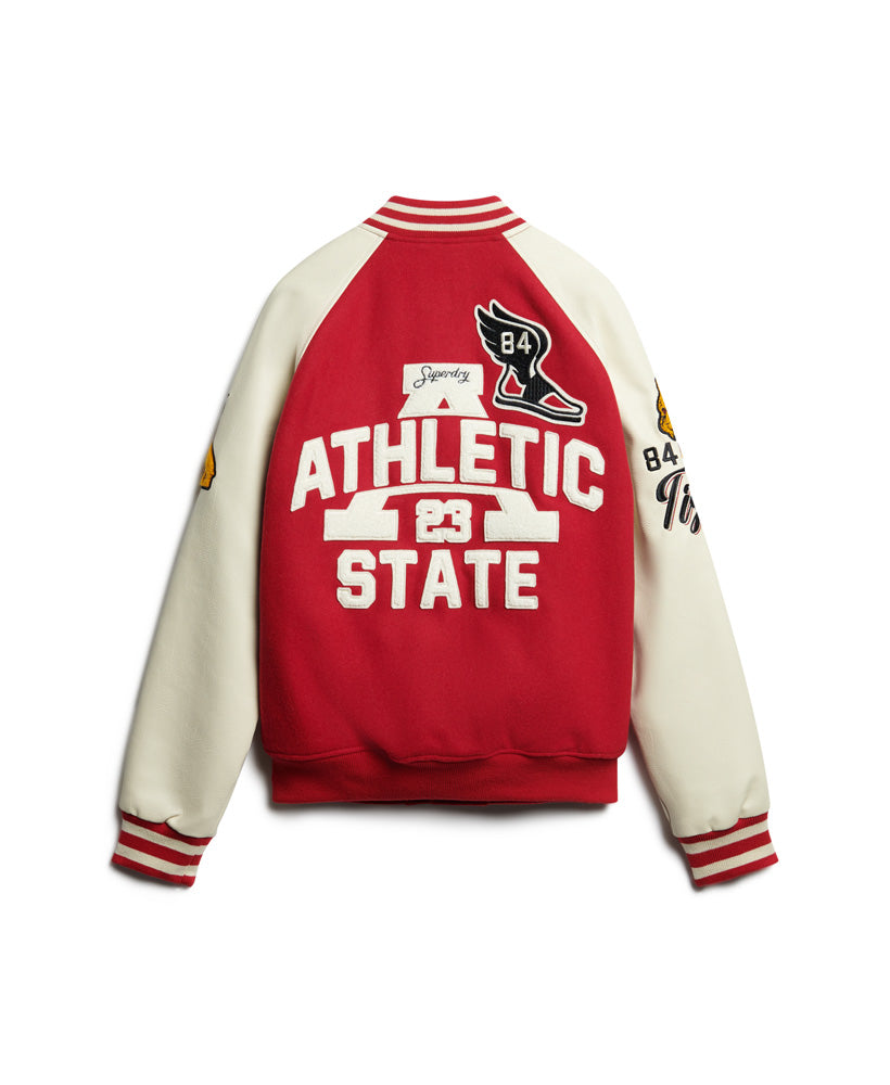 College Varsity Patched Bomber Jacket - Varsity Red - Superdry Singapore