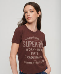 Archive Script Graphic T-Shirt - Deep Mahogany Brown Slub - Superdry Singapore