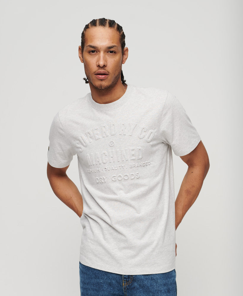 Embossed Workwear Graphic T-Shirt - Glacier Grey Marl - Superdry Singapore