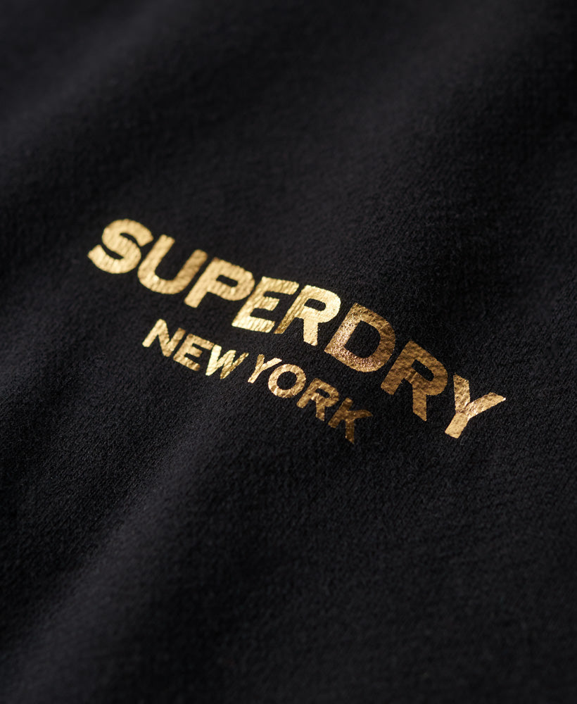Sport Luxe Loose Crew Sweatshirt - Black/Gold - Superdry Singapore