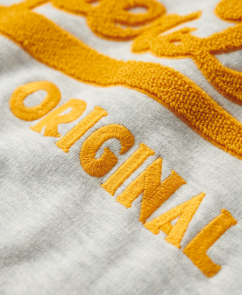 Athletic Vintage Logo Raglan Crew Sweatshirt - Glacier Grey Marl/Khaki Jaspe - Superdry Singapore