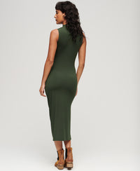 Ruched Jersey Midi Dress - Duffle Bag Green - Superdry Singapore