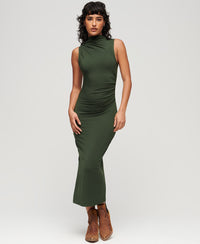 Ruched Jersey Midi Dress - Duffle Bag Green - Superdry Singapore