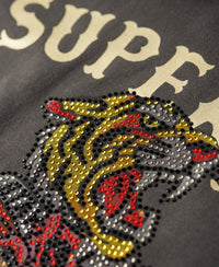 Custom Embellished T-Shirt - Bison Black - Superdry Singapore