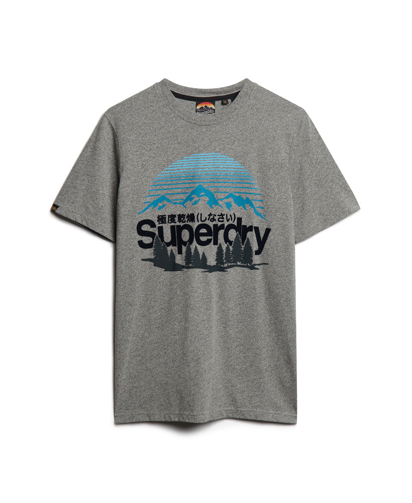 Core Logo Great Outdoors T-Shirt - Karst Black Mega Grit - Superdry Singapore