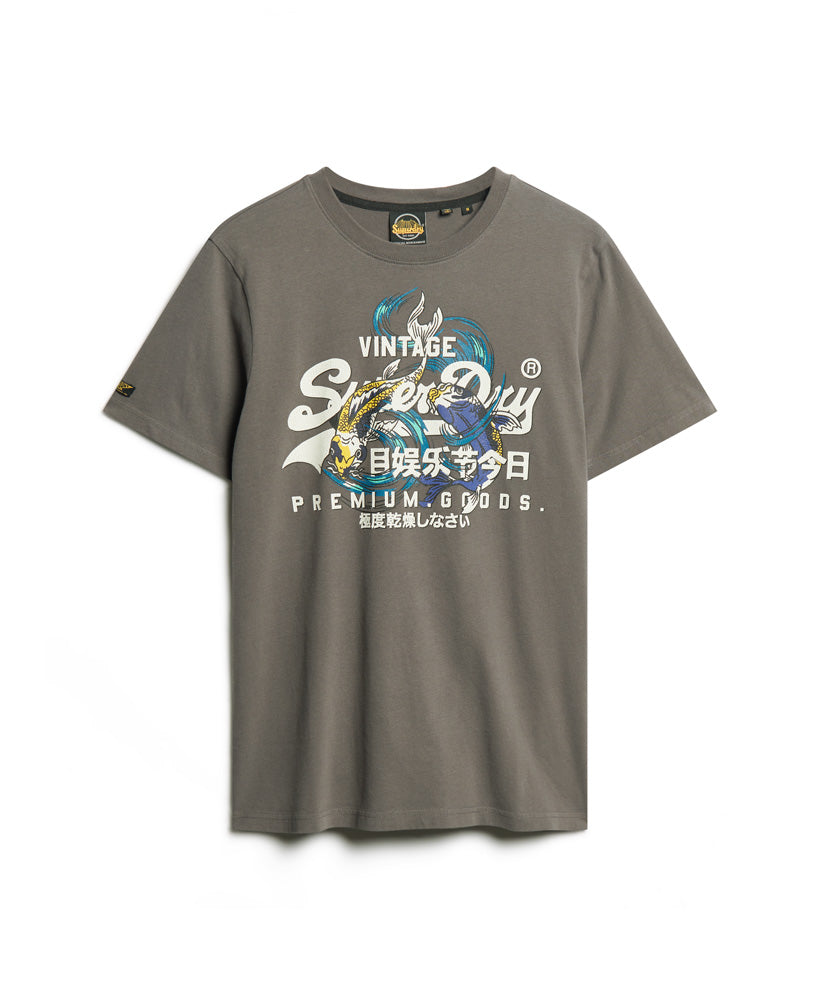 Japanese Vintage Logo Graphic T-Shirt - Dark Grey - Superdry Singapore