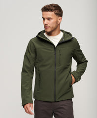 Fleece Lined Softshell Hooded Jacket - Dark Moss Green