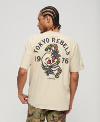 Oversized Tattoo Back Print T-Shirt - Light Stone Beige