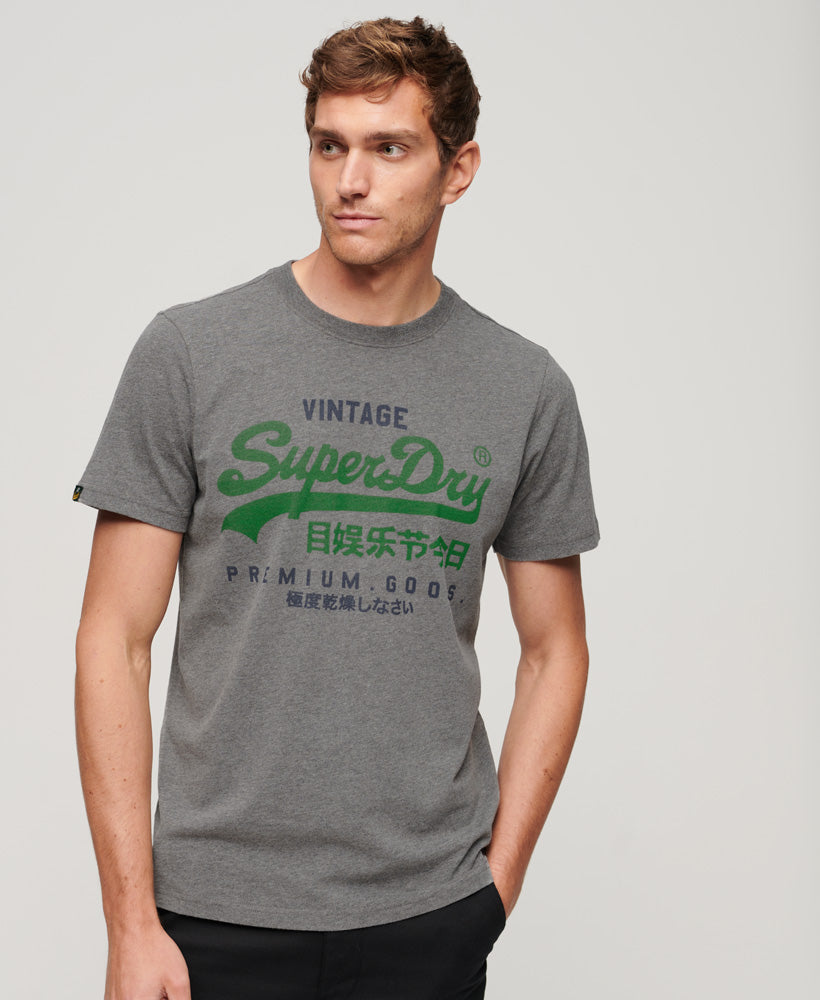 Vintage Logo Premium Goods T Shirt - Mid Grey Marl - Superdry Singapore