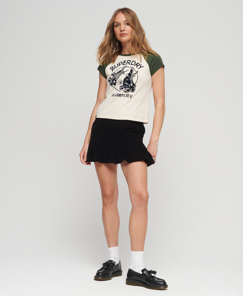 Roller Graphic Baseball Mini T-Shirt - Oatmeal/Army Green - Superdry Singapore
