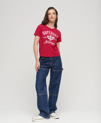 College Scripted Graphic T-Shirt - Carmine Red - Superdry Singapore